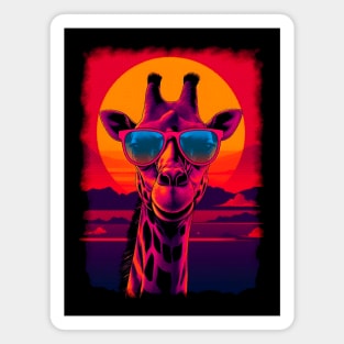 80s Synthwave Giraffe Magnet